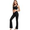 image:imageYvette Flare Yoga Leggings for Women with Pockets High Waisted Tummy Control Non See Through Gym Workout Bootcut PantsBlack
