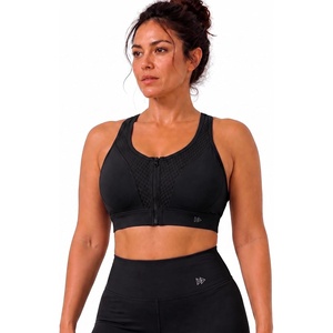 image:imageYvette HighSupport Sports Bra for Women ZipFront Design with Grid MeshBlack