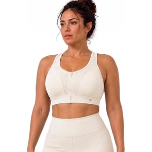 image:imageYvette HighSupport Sports Bra for Women ZipFront Design with Grid MeshOffwhite