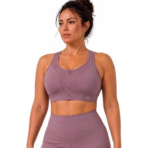 image:imageYvette HighSupport Sports Bra for Women ZipFront Design with Grid MeshPurple